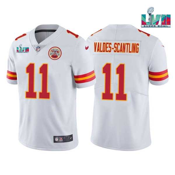 Men & Women & Youth Kansas City Chiefs #11 Marquez Valdes-Scantling White Super Bowl LVII Patch Vapor Untouchable Limited Stitched Jersey